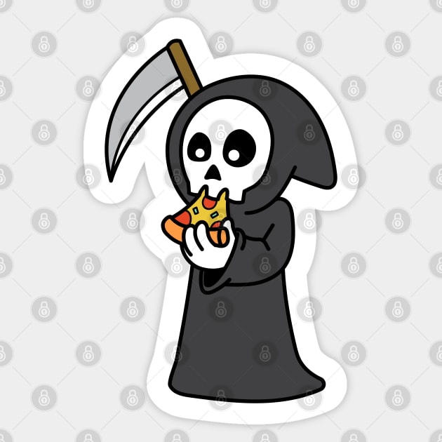 Grim Reaper Eating Pizza Sticker by rudypagnel